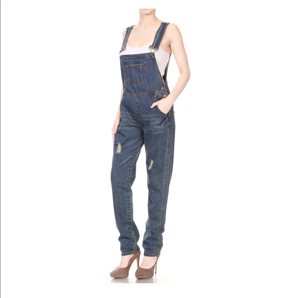 Womens Distressed Denim Overalls SALE SALE